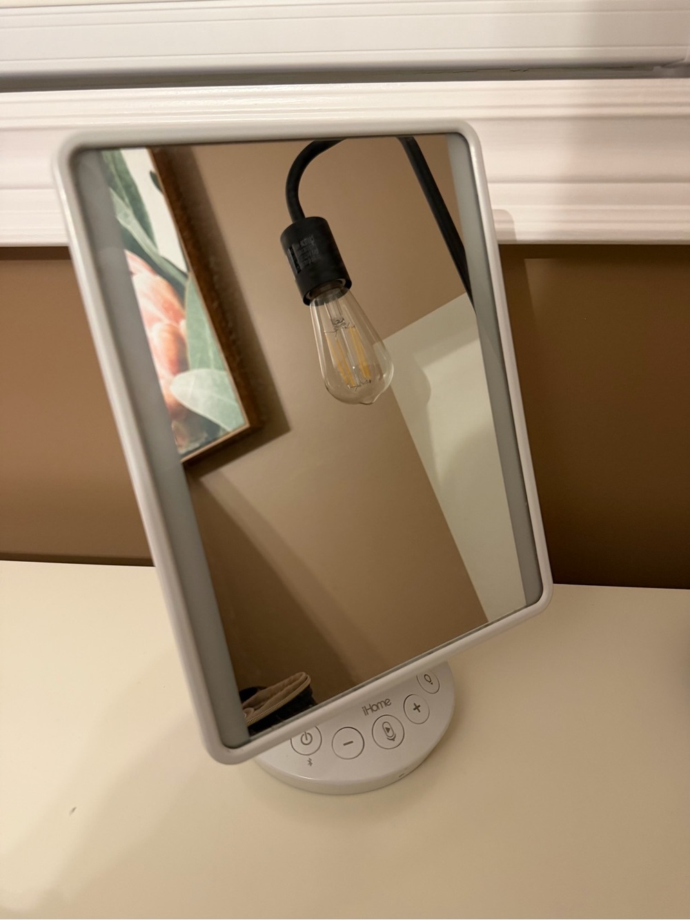 iHome White LED Lighted Vanity Mirror with Touch Buttons